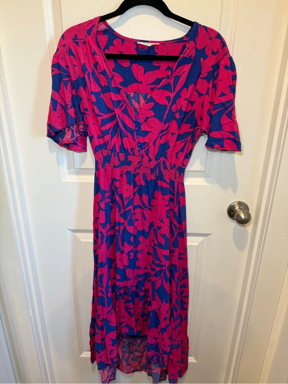 Abel the Label Tropical Floral Smocked Midi Dress Small - Picture 3 of 4
